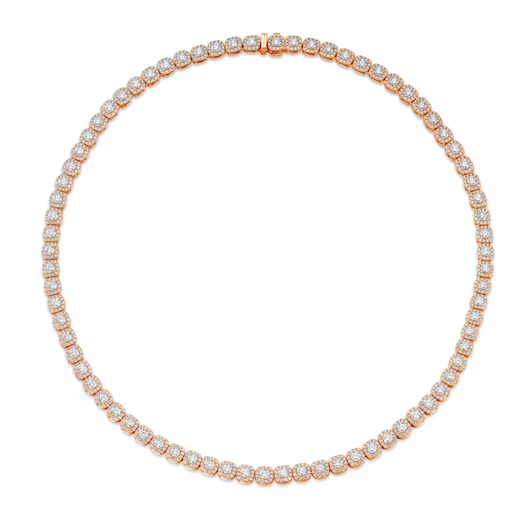 BELLE SHOPS DIAMONDS Belle Shops Signature Collection 18K Rose Gold Diamond Necklace With Pave Halo Default Title