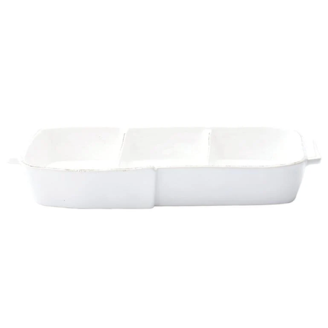 VIETRI Melamine Lastra White Three Part Server