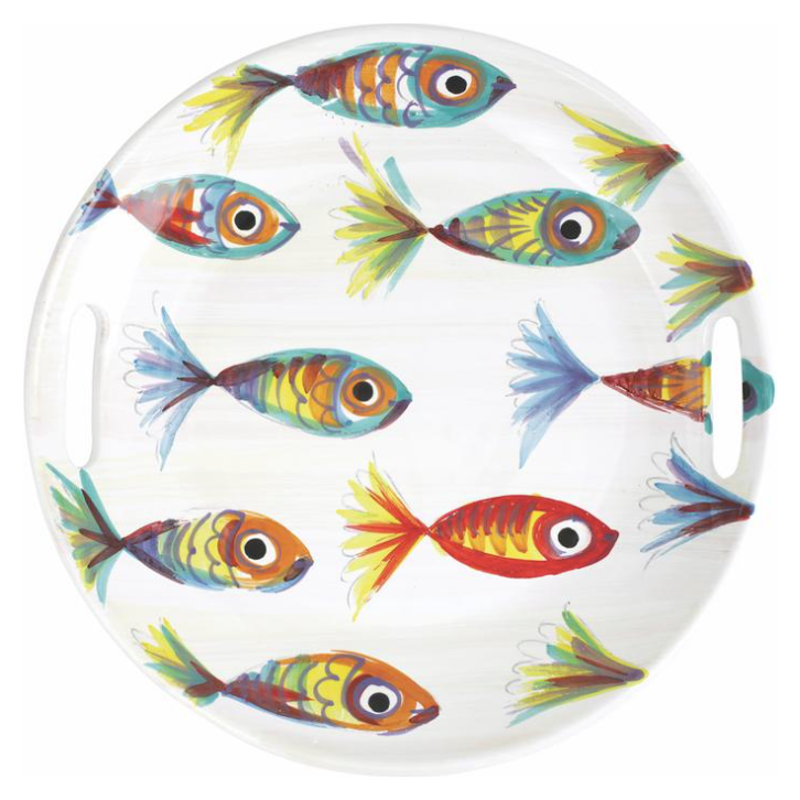 VIETRI Pesci Colorati Handled Round Tray Default Title