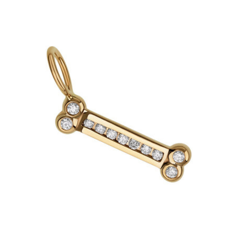HEATHER B. MOORE 14K Yellow Gold Diamond Channel Set Dog Bone Charm Default Title