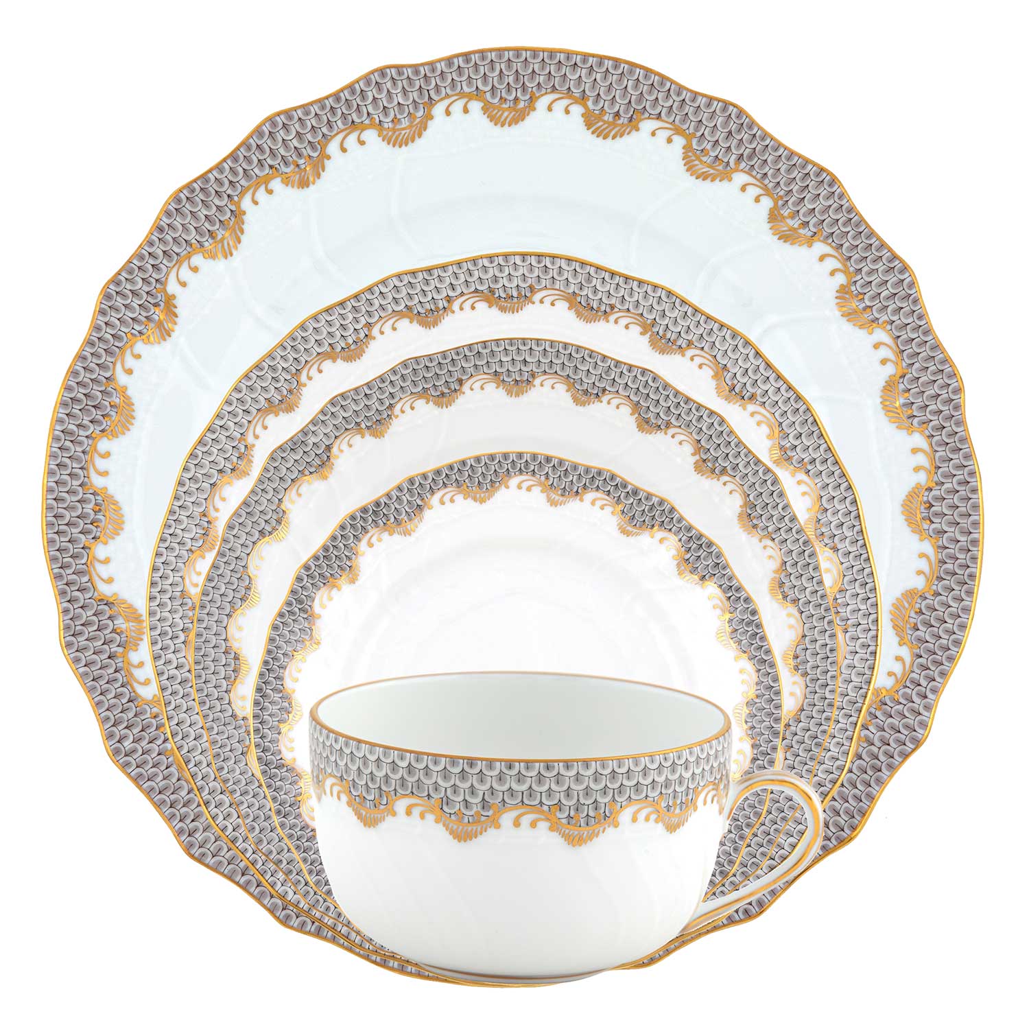 Herend Fish Scale Gray