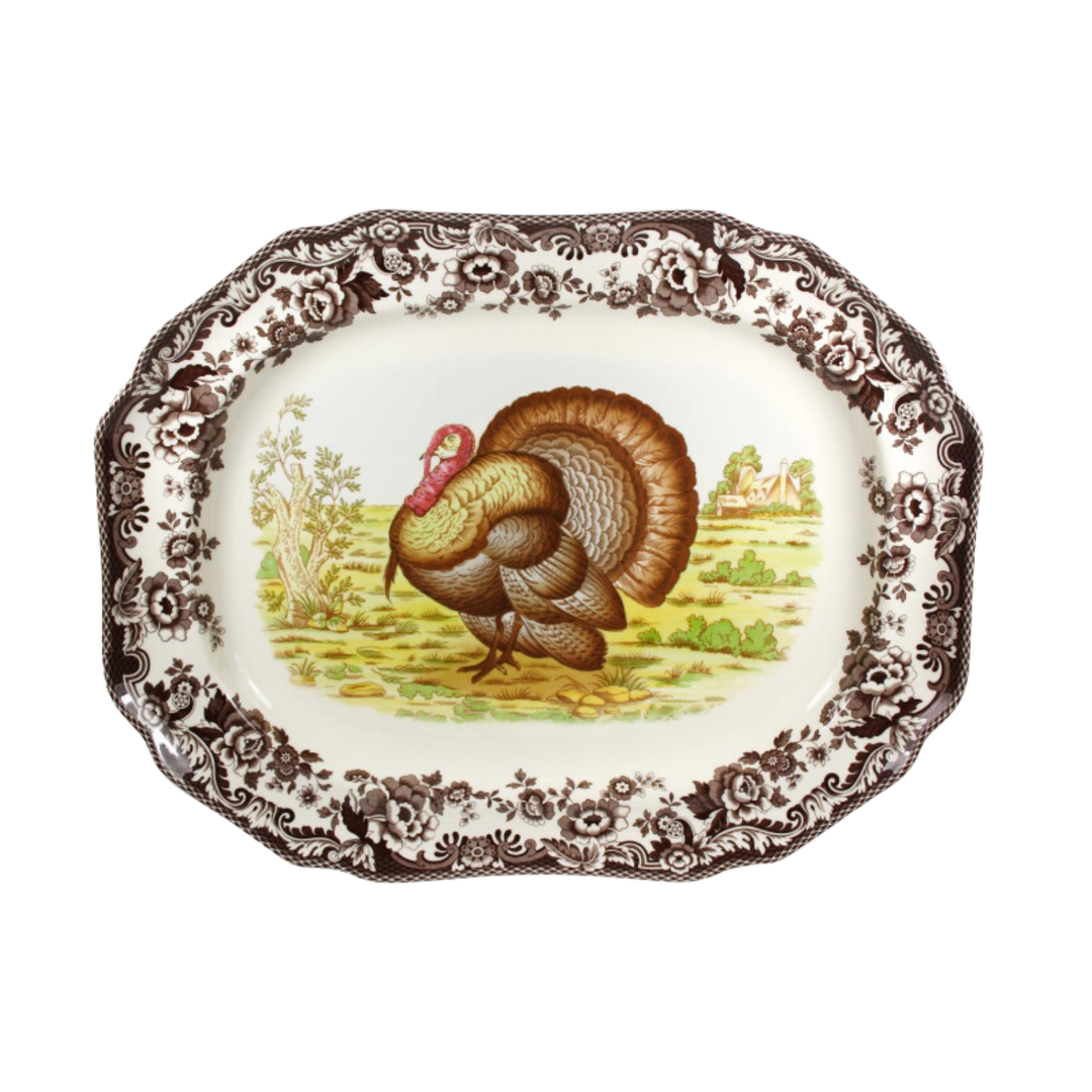 SPODE WOODLAND TURKEY OCTAGONAL PLATTER