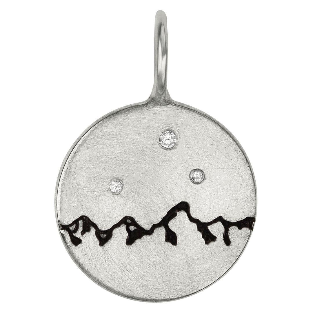 HEATHER B. MOORE Sterling Silver Teton Mountains Charm With Diamonds