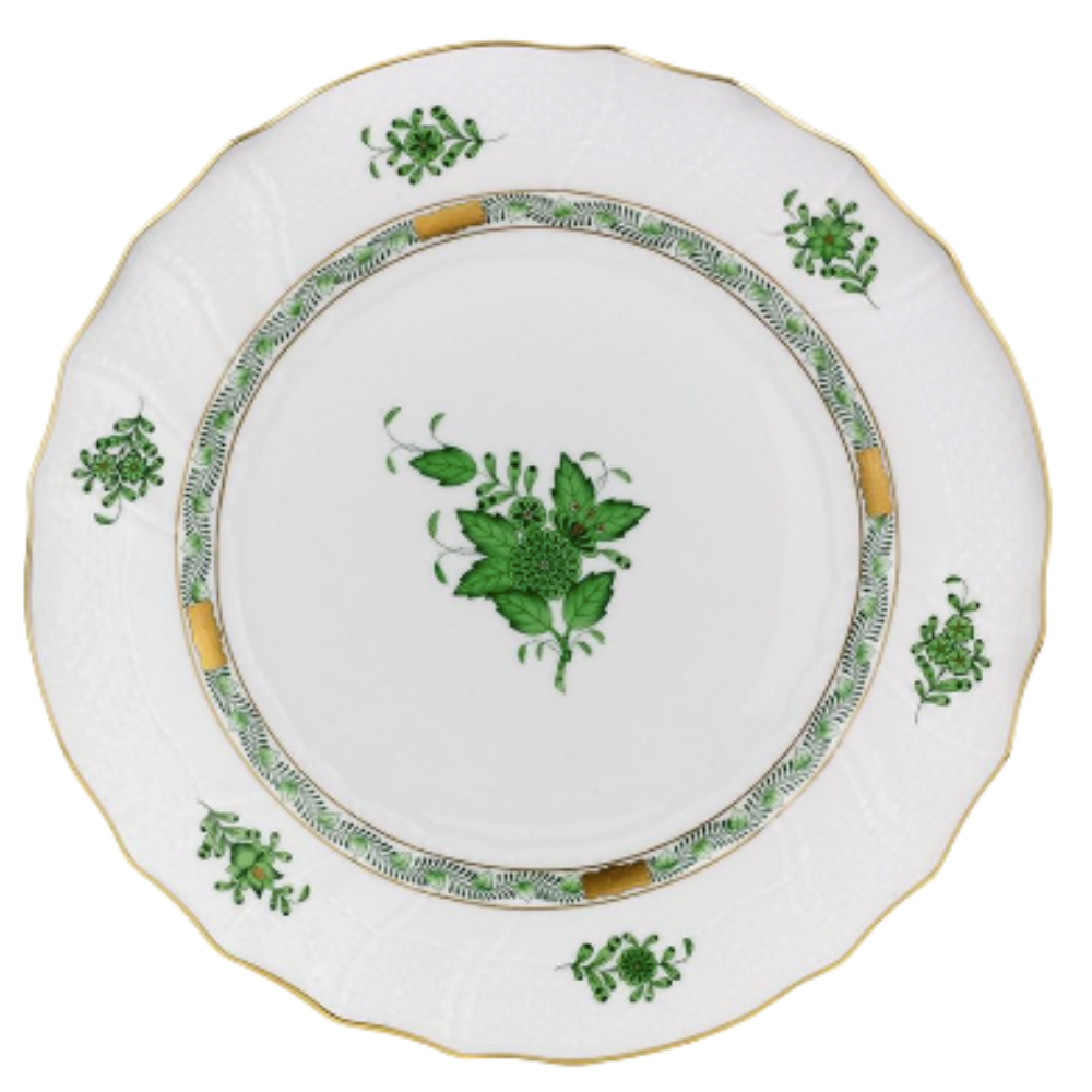 HEREND Chinese Bouquet Green Dessert Plate