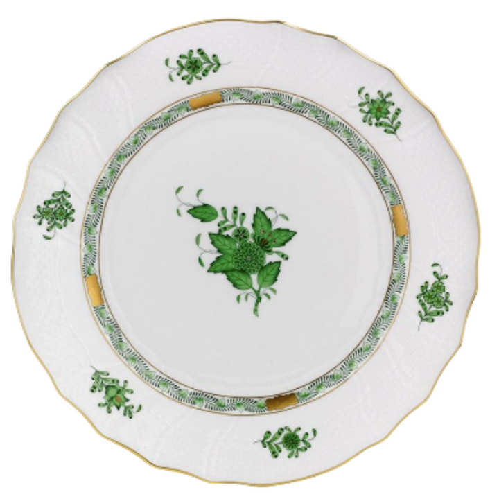 HEREND Chinese Bouquet Green Dessert Plate