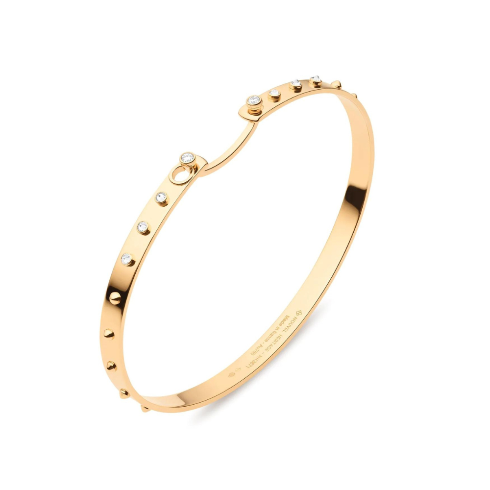 NOUVEL HERTIAGE 18K YELLOW GOLD DIAMOND BRUNCH BANGLE WITH DIAMONDS