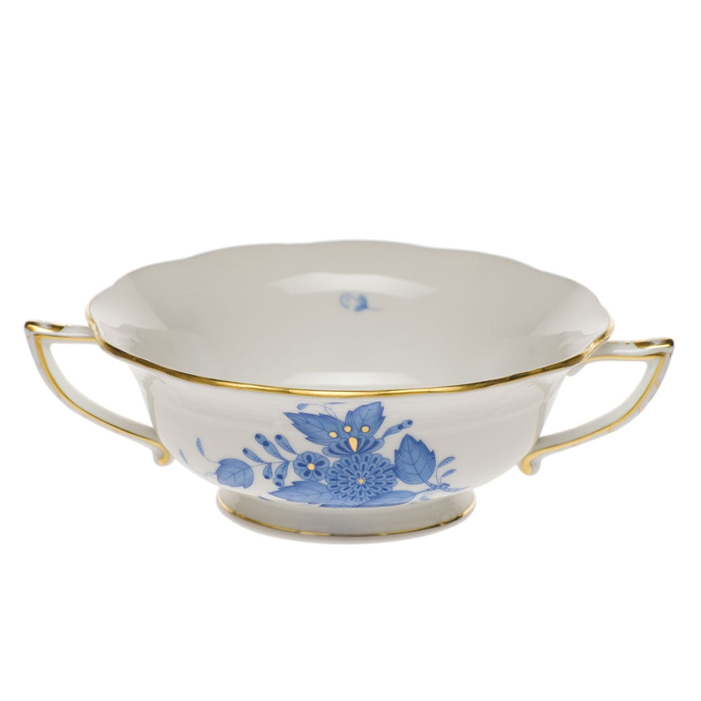 HEREND Chinese Bouquet Blue Cream Soup Cup