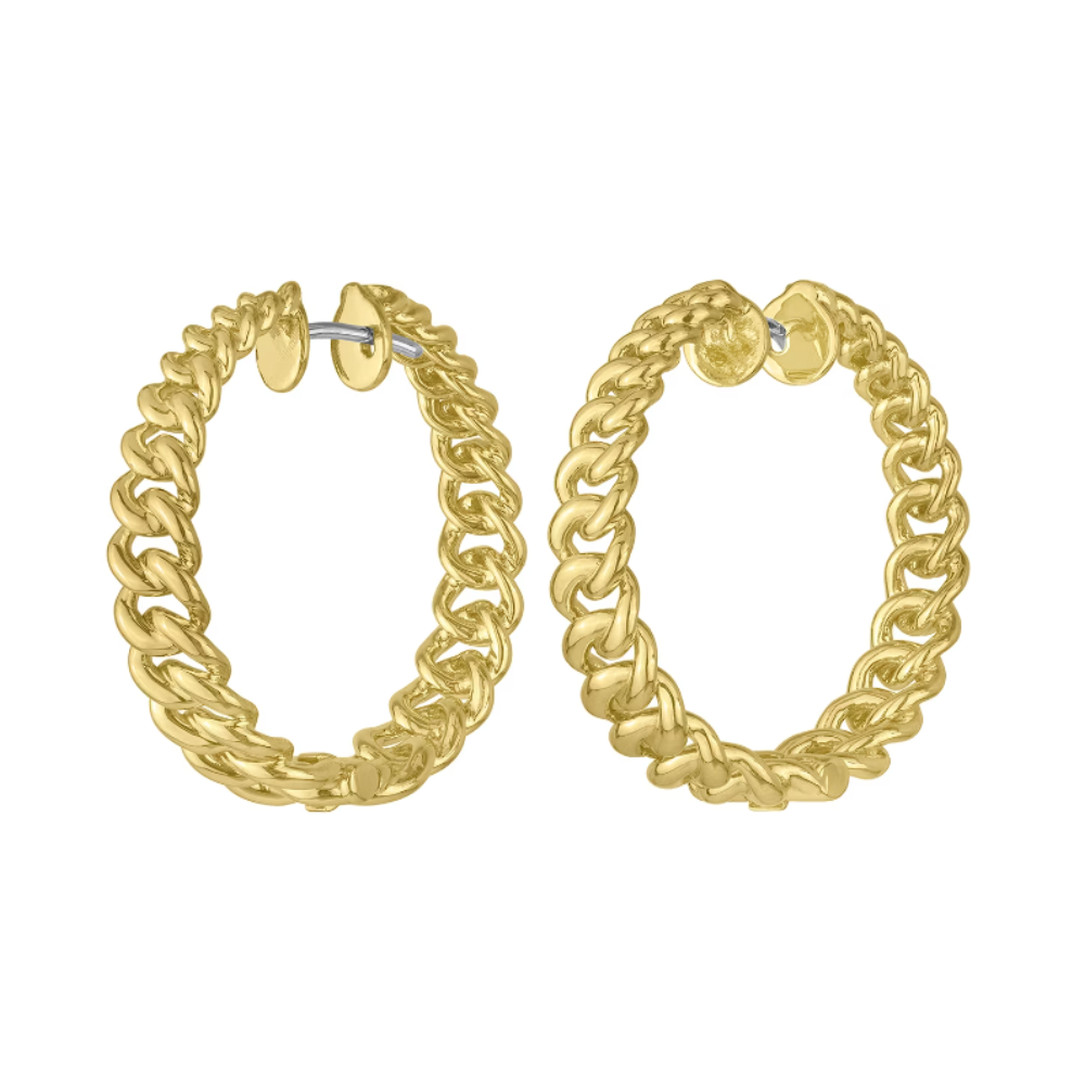 PAUL MORELLI 18K Yellow Gold Cuban Chain Hoop Earrings