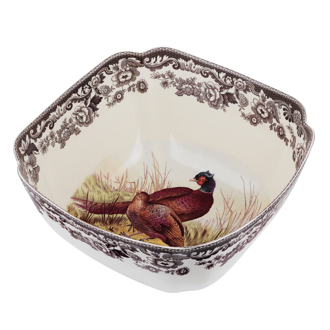 SPODE WOODLAND PHEASANT SQUARE SERVING BOWL