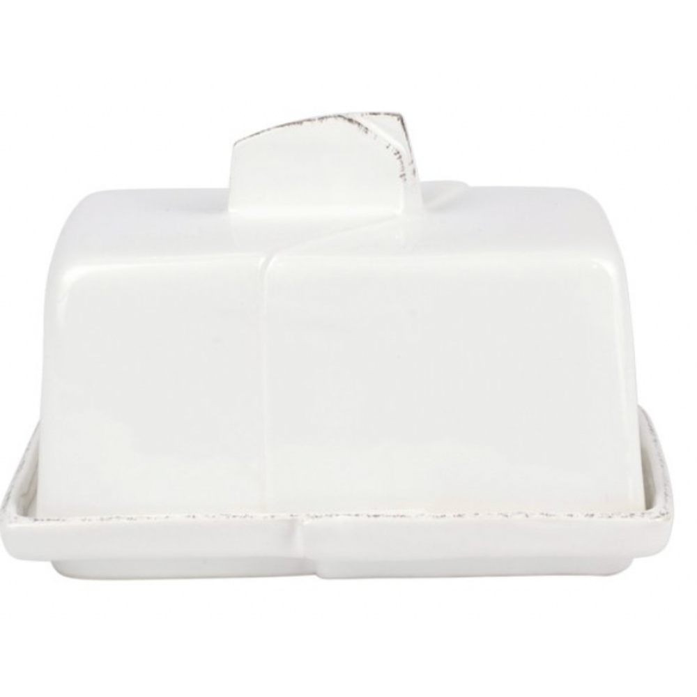 VIETRI LASTRA WHITE BUTTER DISH