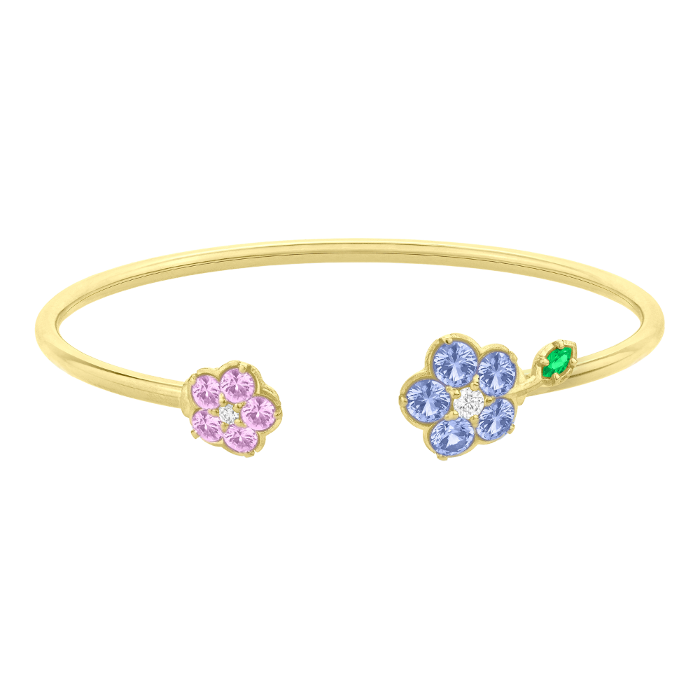 PAUL MORELLI Wild Child Yellow Gold Medium Bangle Bracelet With Blue And Pink Sapphires