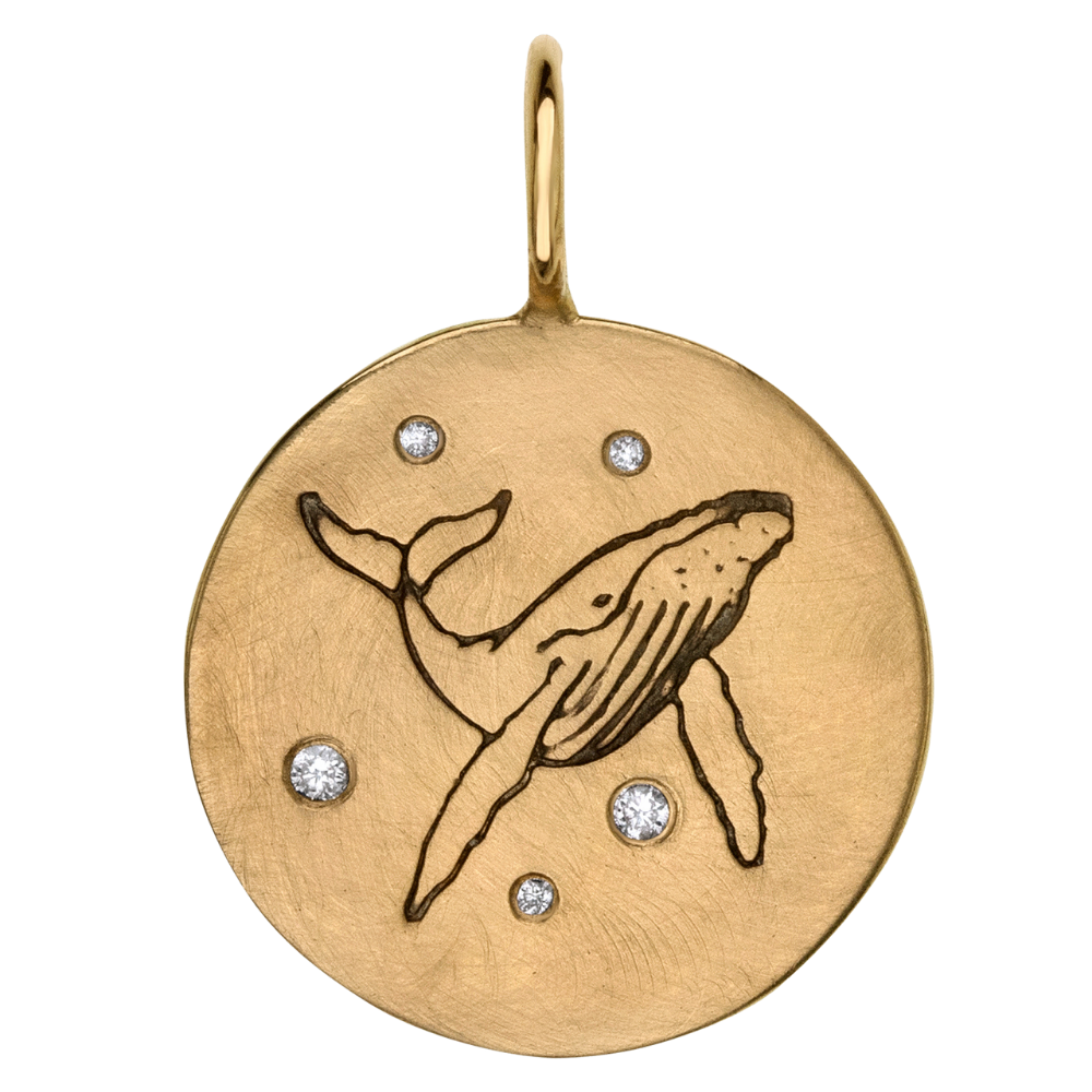 HEATHER B. MOORE ROUND YELLOW GOLD AND DIAMOND WHALE CHARM