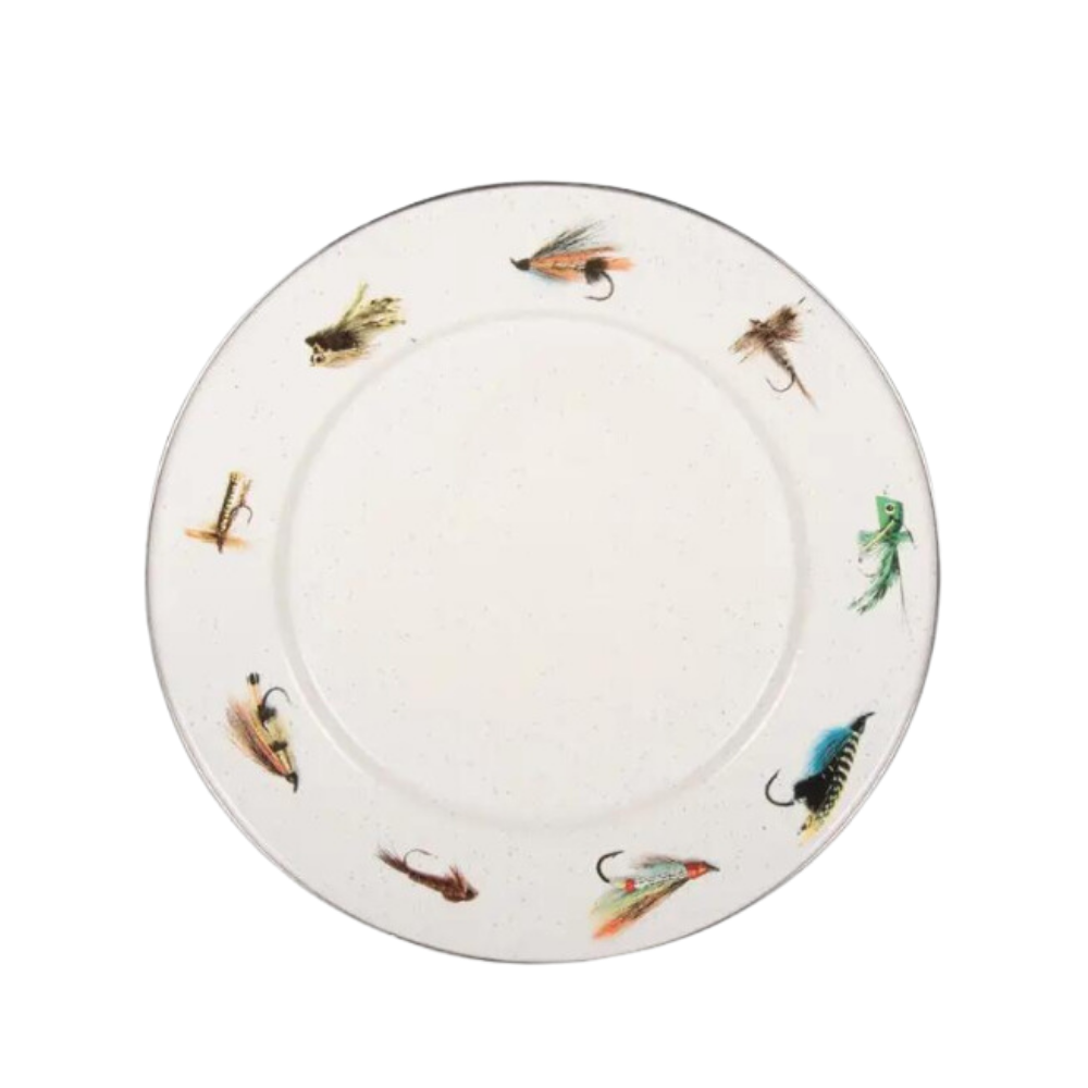 GOLDEN RABBIT Fishing Fly Enamel Dinner Plate