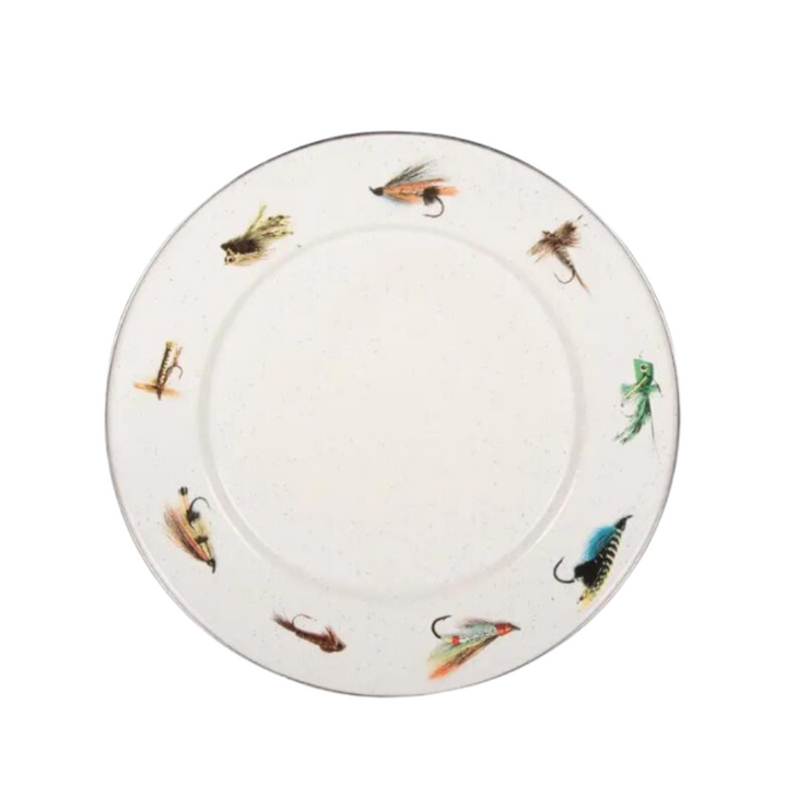 GOLDEN RABBIT Fishing Fly Enamel Dinner Plate