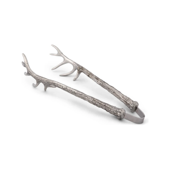 VAGABOND HOUSE PEWTER ANTLER PATTERN ICE TONGS