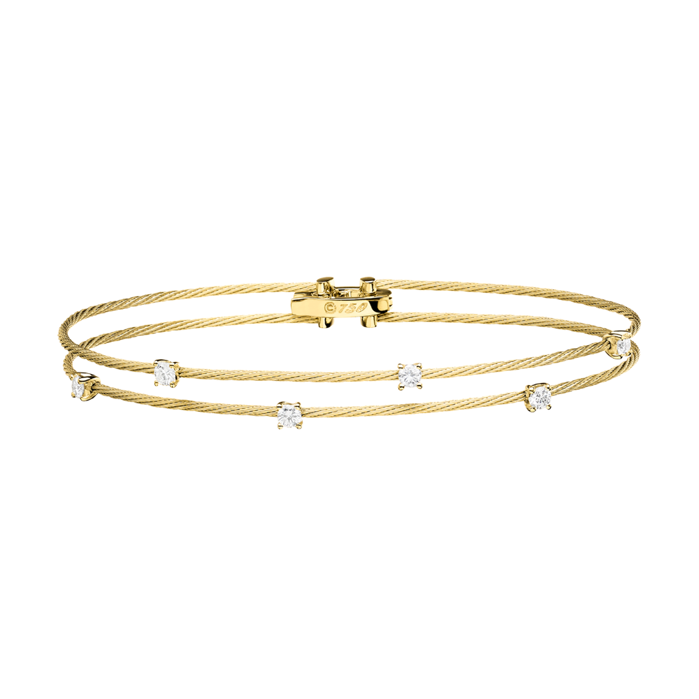 PAUL MORELLI 18K YELLOW GOLD DOUBLE UNITY DOUBLE WIRE BRACELET WITH DIAMONDS