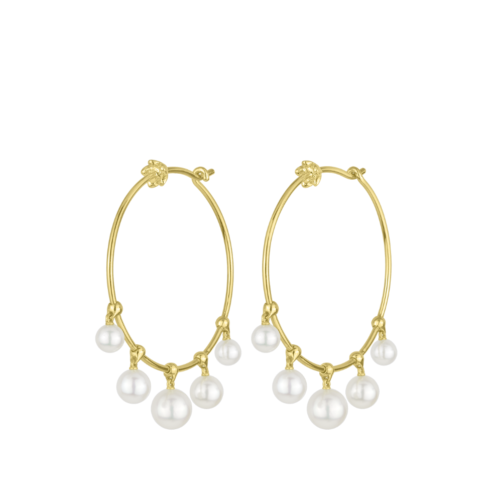 PAUL MORELLI 18K YELLOW GOLD AKOYA PEARL EARRINGS