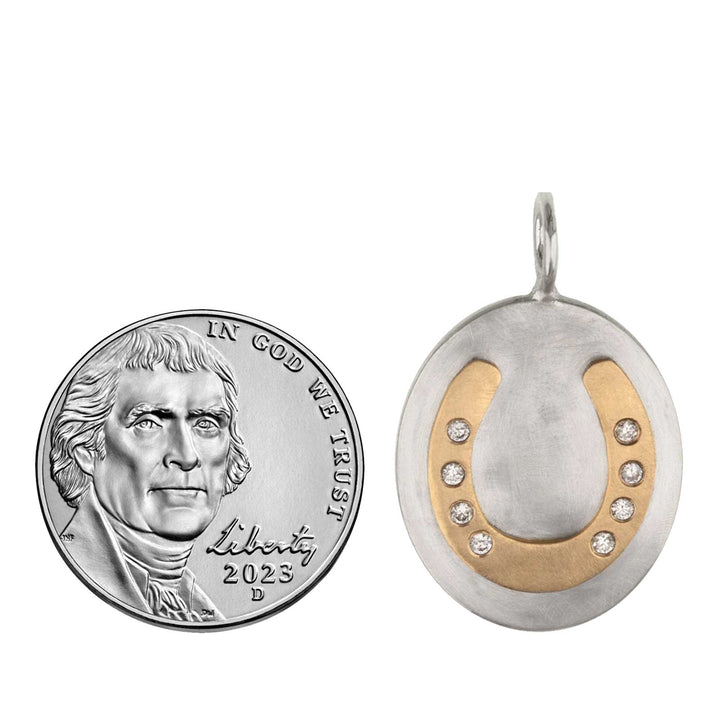 HEATHER B. MOORE Diamond Horseshoe Oval Charm