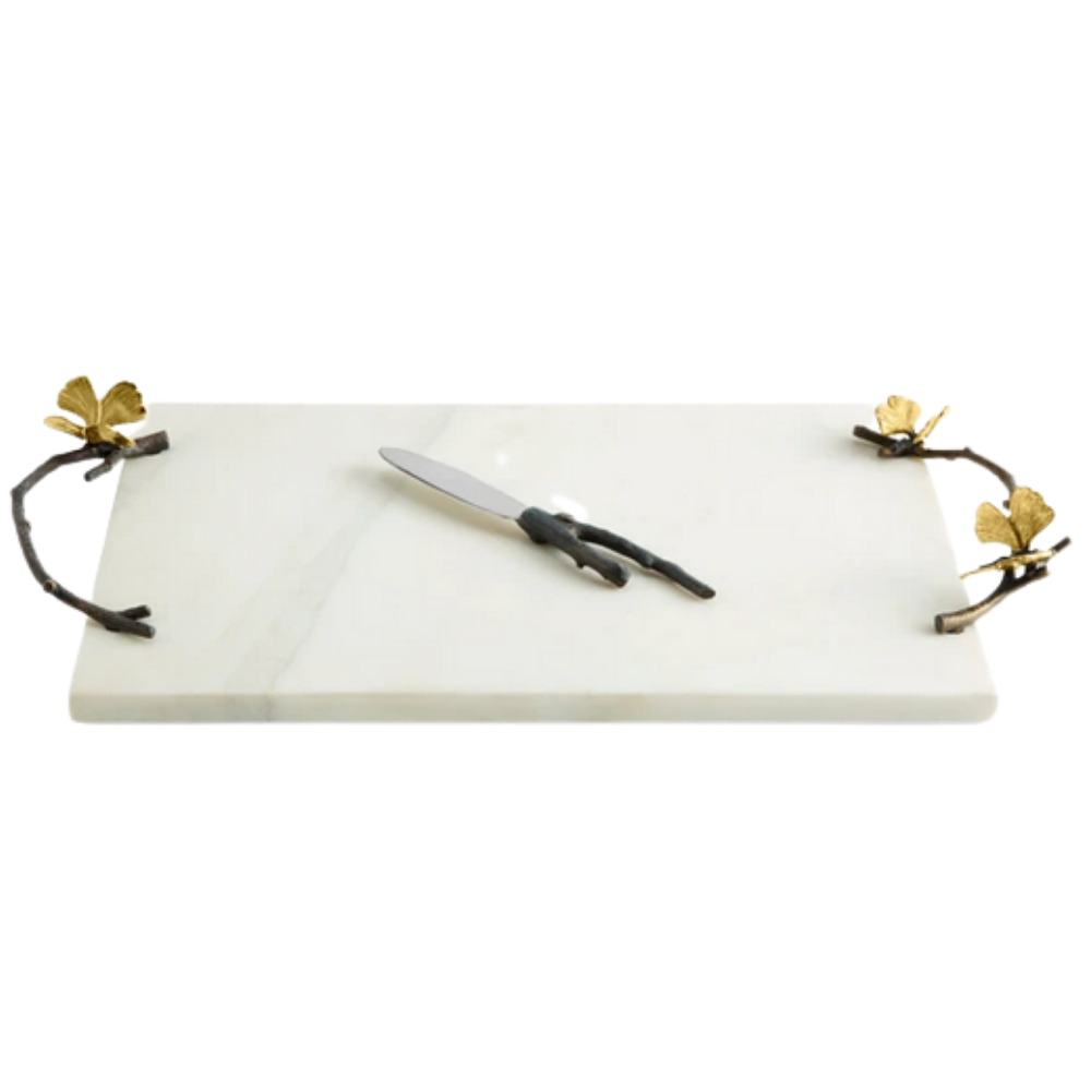 MICHAEL ARAM BUTTERFLY GINKGO WHITE CHEESEBOARD AND KNIFE