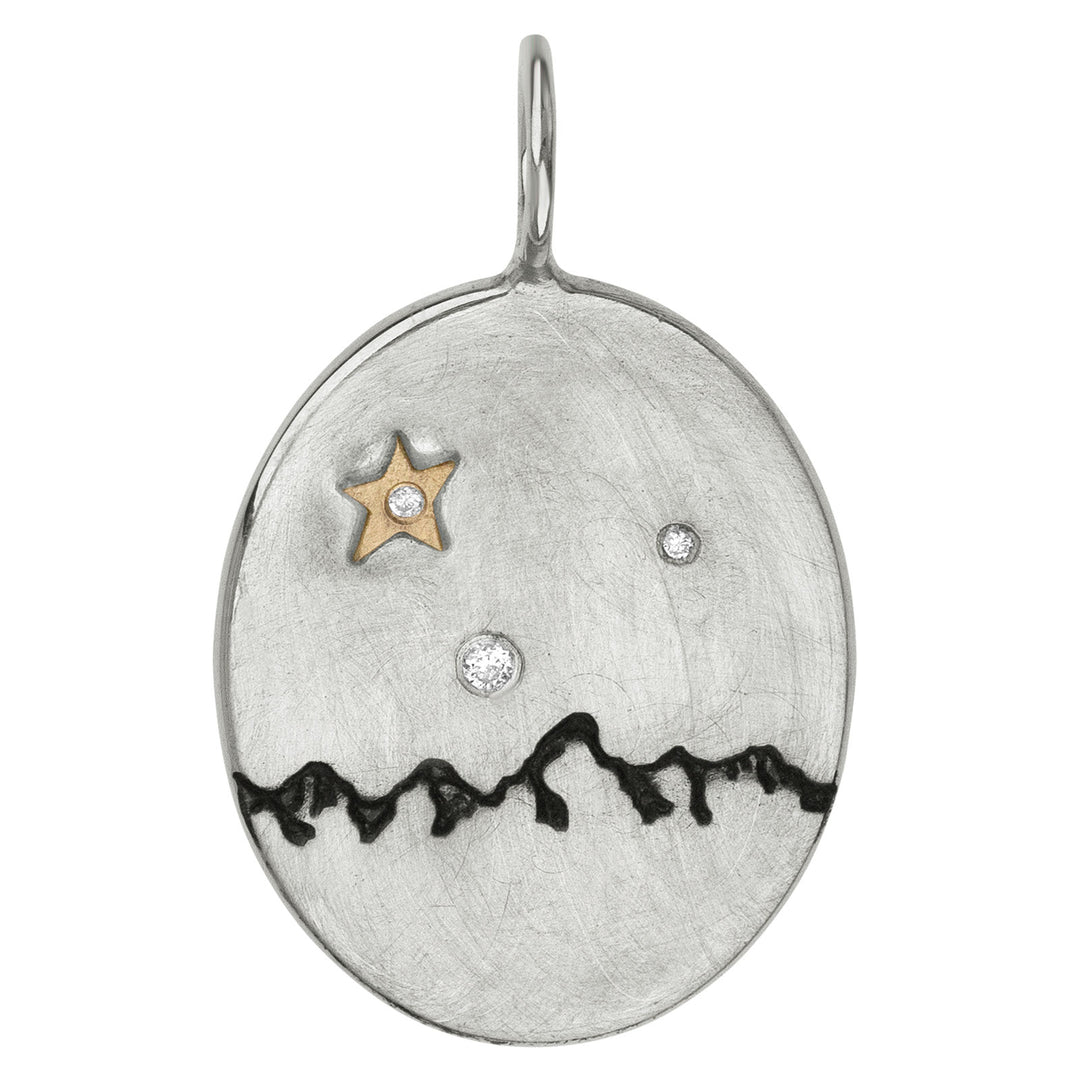 HEATHER B. MOORE 14K Gold Star With Diamond Sterling Silver Oval Teton Mountain Charm