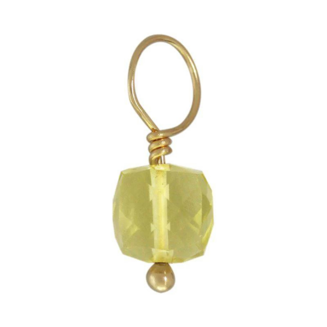 HEATHER B. MOORE LEMON CITRINE FACETED CUBE GEMSTONE