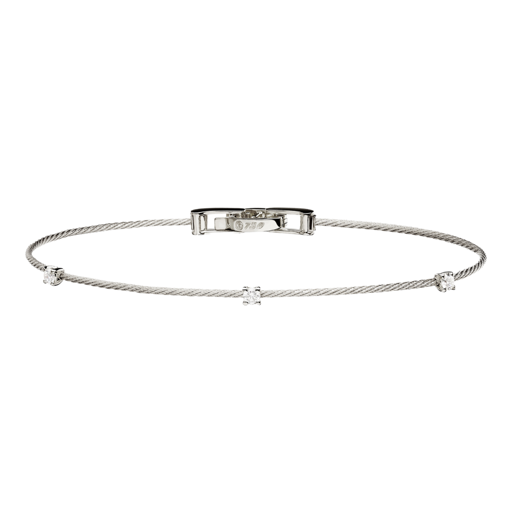 PAUL MORELLI 18K WHITE GOLD SINGLE WIRE UNITY BRACELET WITH DIAMONDS