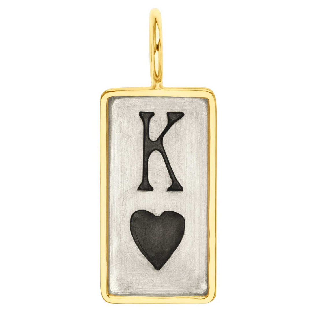 HEATHER B. MOORE YELLOW GOLD AND STERLING SILVER KING OF HEARTS ID TAG