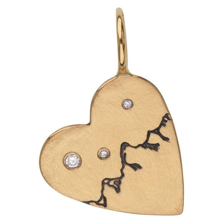 HEATHER B. MOORE SMALL YELLOW GOLD HEART CHARM WITH TETON MOUNTAIN RANGE