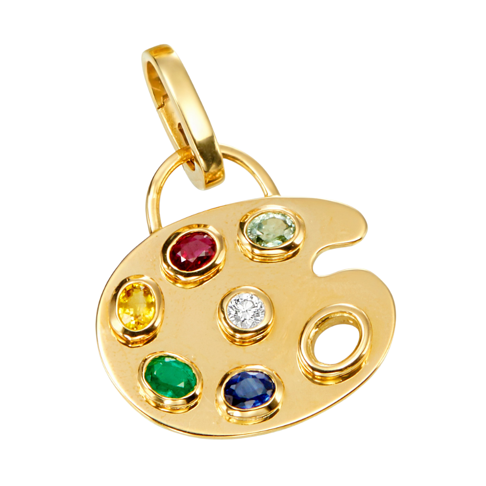 GUMUCHIAN 18K YELLOW GOLD LUCKY LIFE PAINTERS PALETTE CHARM