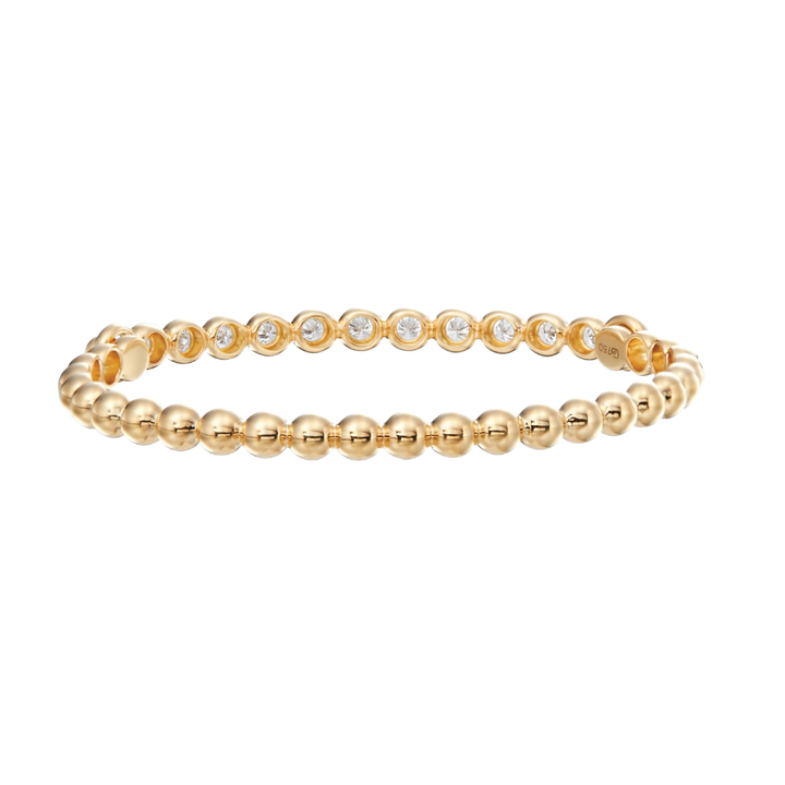 GUMUCHIAN 18K YELLOW GOLD DIAMOND NUTMEG BANGLE