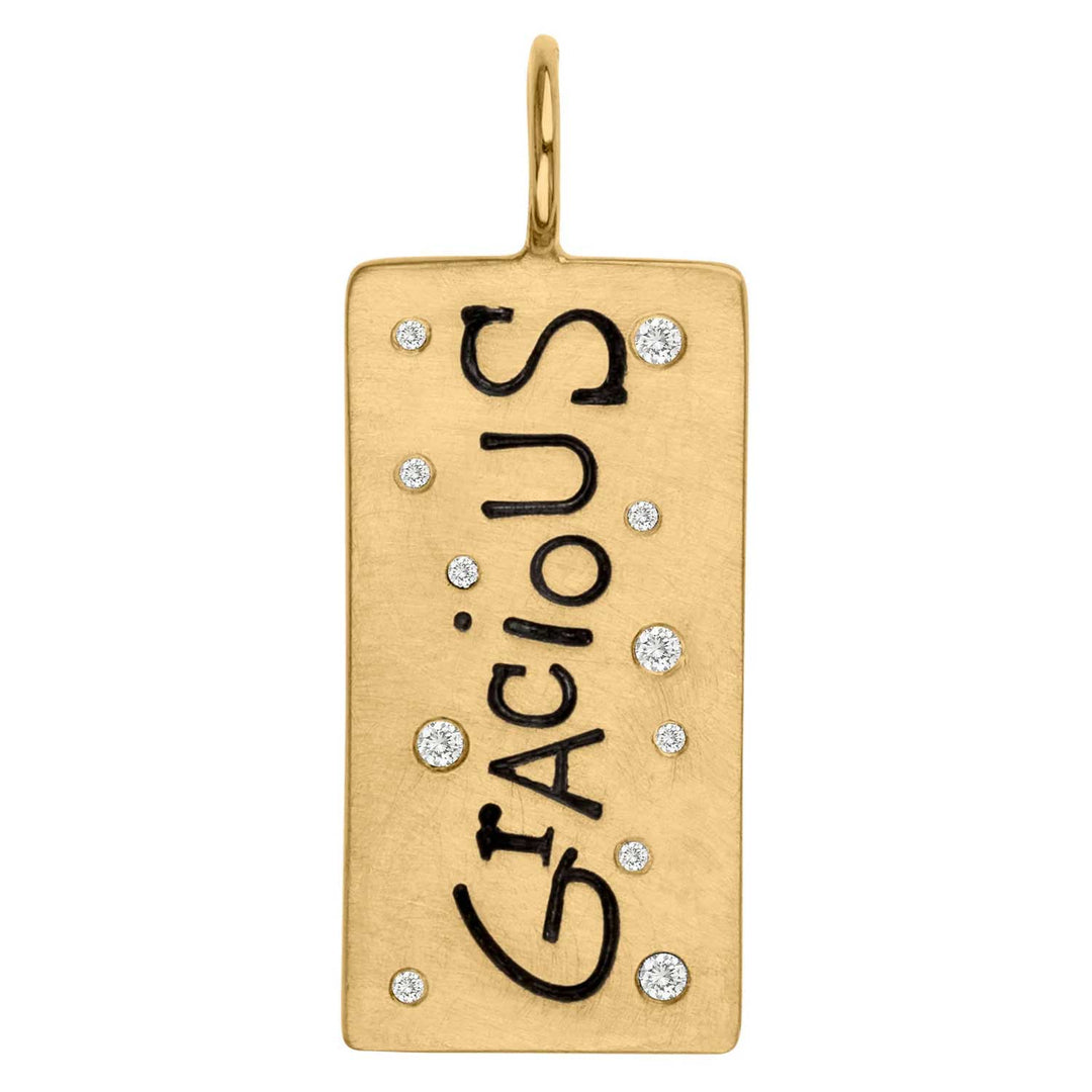 HEATHER B. MOORE YELLOW GOLD GRACIOUS GRAFFITI ID TAG