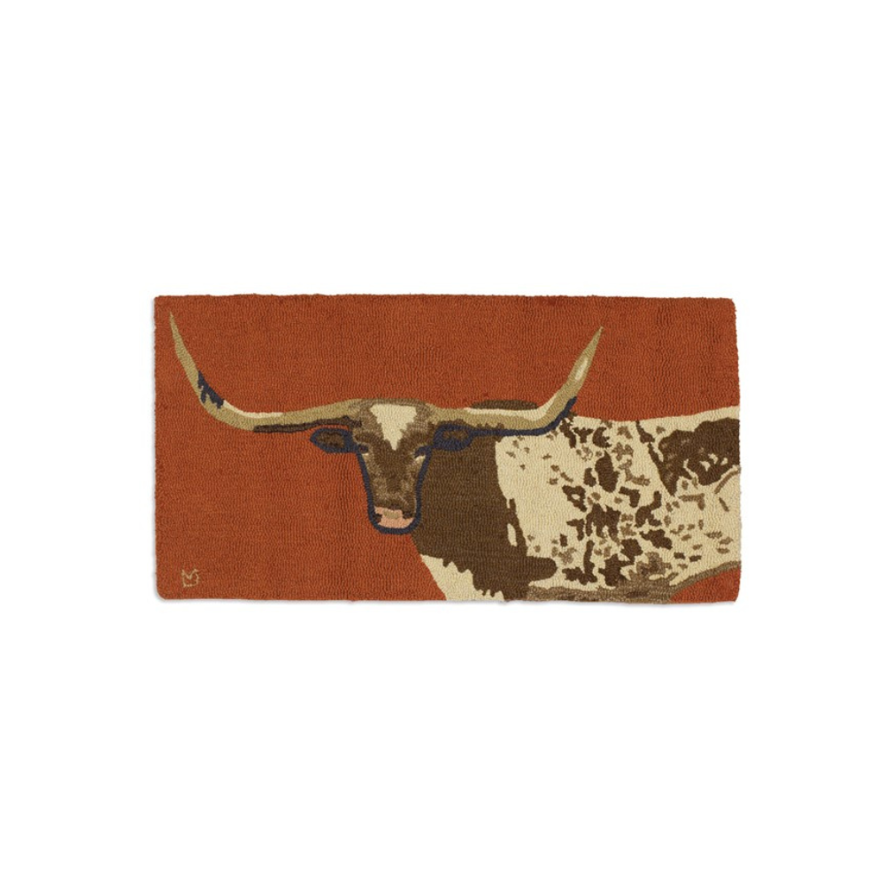 CHANDLER 4 CORNERS Longhorn Steer Hooked Rug
