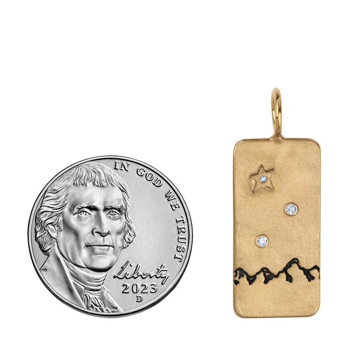 HEATHER B. MOORE 14K Yellow Gold With Diamonds Small Mountail Range ID Tag