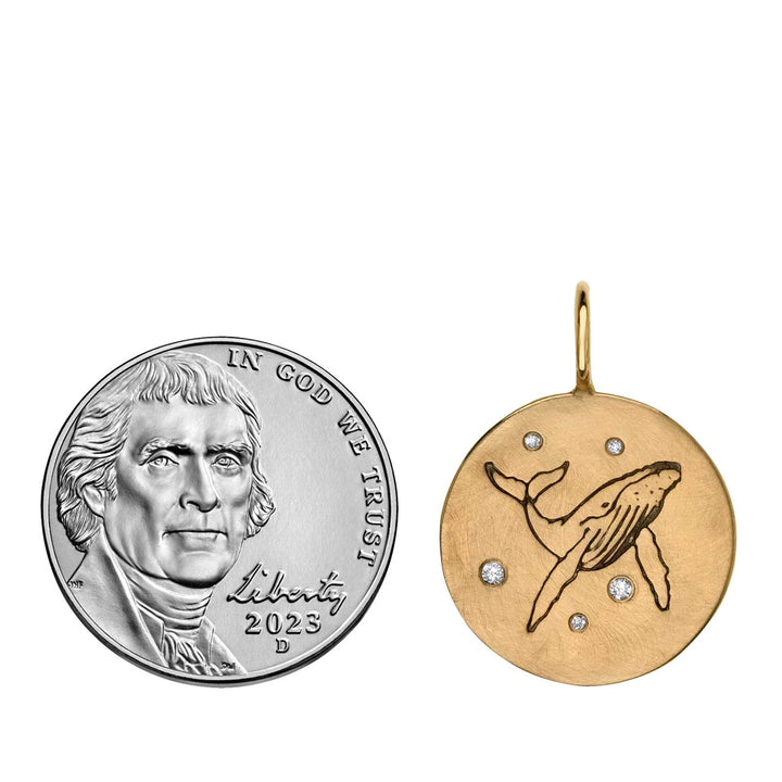HEATHER B. MOORE ROUND YELLOW GOLD AND DIAMOND WHALE CHARM