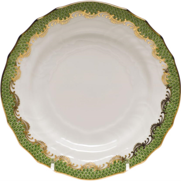 HEREND Fish Scale Evergreen Dessert Plate