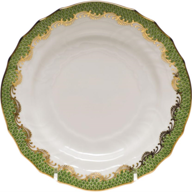 HEREND FISH SCALE EVERGREEN DESSERT PLATE