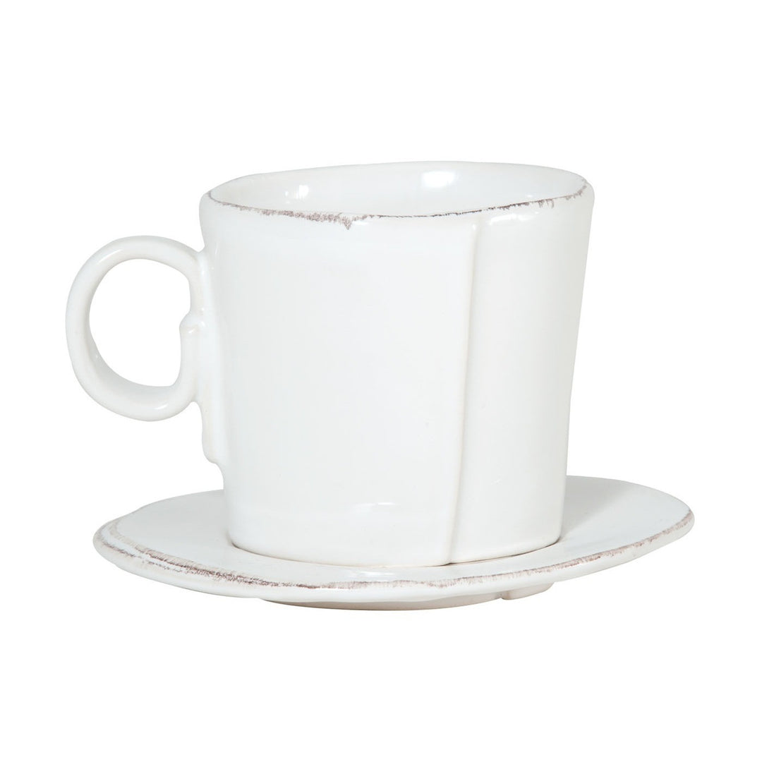 VIETRI LASTRA WHITE ESPRESSO CUP AND SAUCER