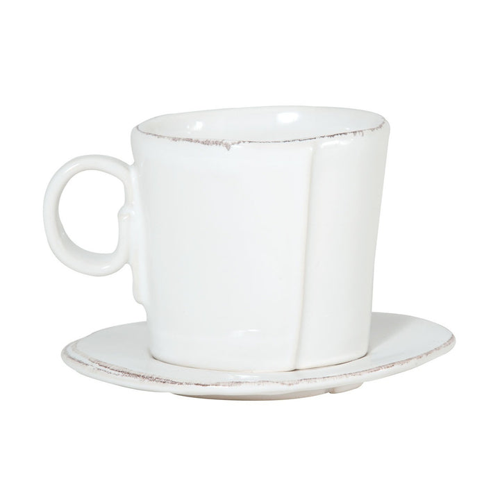 VIETRI LASTRA WHITE ESPRESSO CUP AND SAUCER