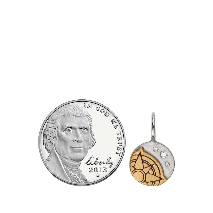 HEATHER B. MOORE Silver And Gold Charm with Partial Raised Compass Rose