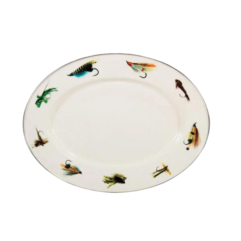 GOLDEN RABBIT Fishing Fly Oval Platter