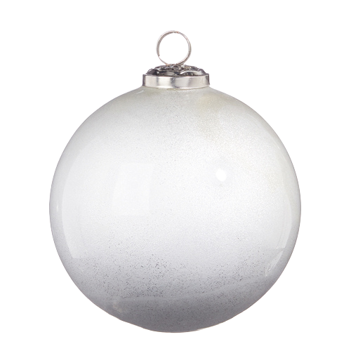 RAZ IMPORTS SMALL WHITE SNOW BALL ORNAMENT