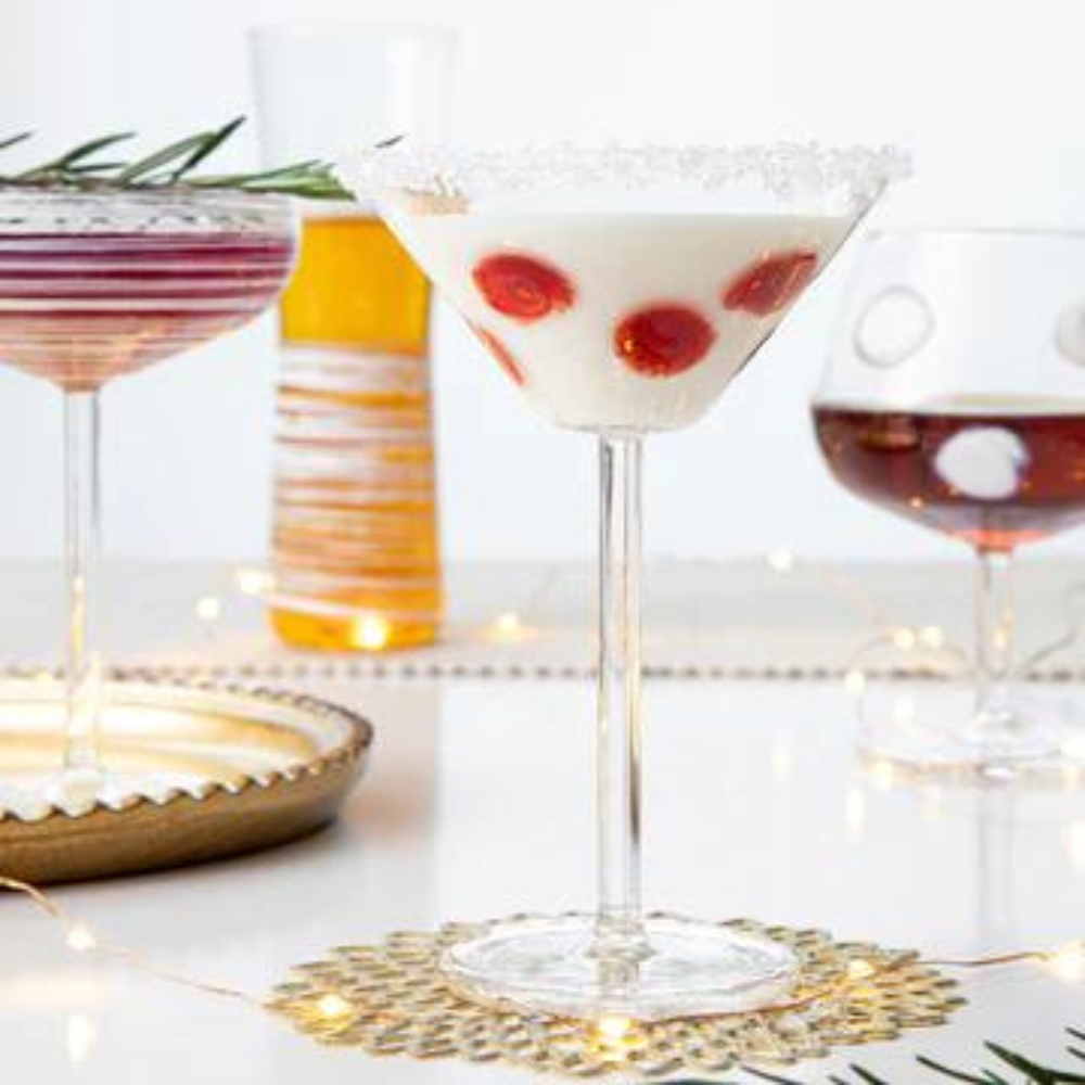 VIETRI DROP MARTINI GLASS - RED