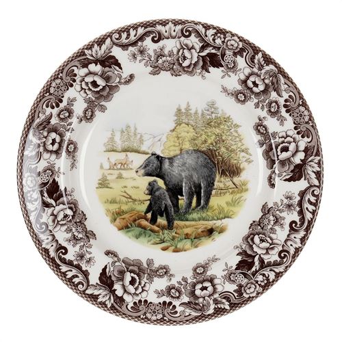 SPODE WOODLAND BLACK BEAR DINNER PLATE