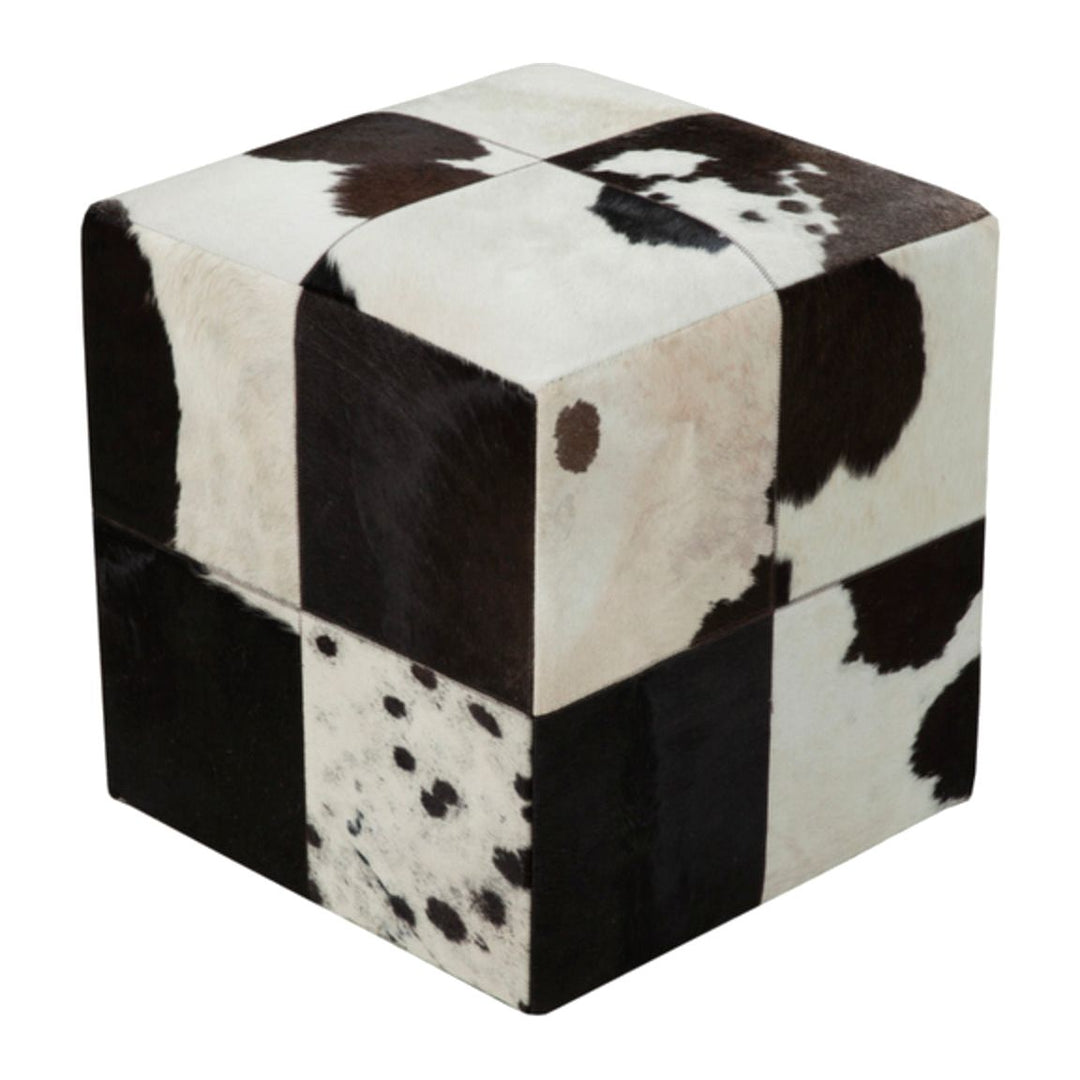 SURYA APPALACHIAN POUF/OTTOMAN HAIR ON HIDE BROWN/CREAM