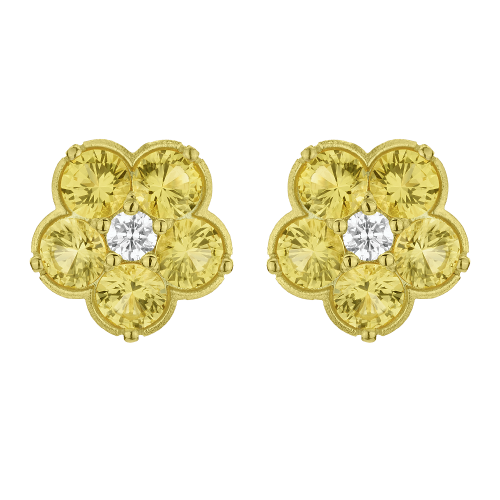 PAUL MORELLI YELLOW GOLD YELLOW SAPPHIRE WILD CHILD DIAMOND EARRINGS