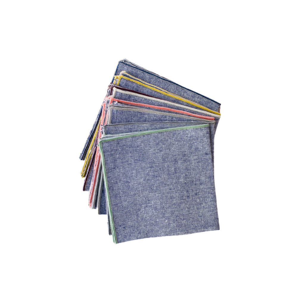 DOT & ARMY Individually Sold Denim Chambray Cloth Cocktail Napkins
