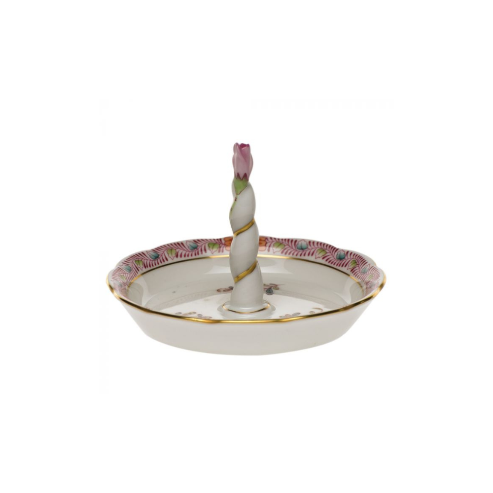 HEREND RING HOLDER WITH ROSE BUD