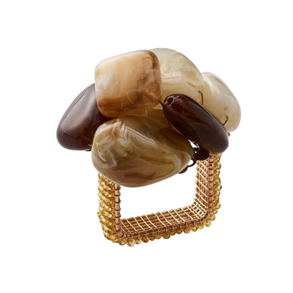 KIM SEYBERT SEASTONE NAPKIN RING - BEIGE