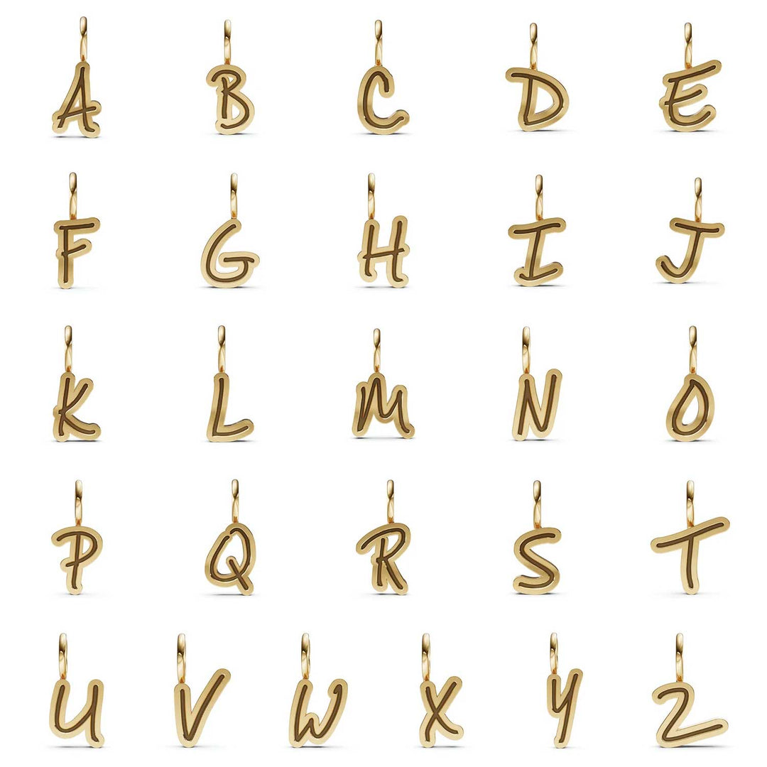 HEATHER B. MOORE 14K YELLOW GOLD HANDWRITTEN INITIAL CHARM A,B,C,D,E,F,G,H,I,J,K,L,M,N,O,P,Q,R,S,T,U,V,W,X,Y,Z