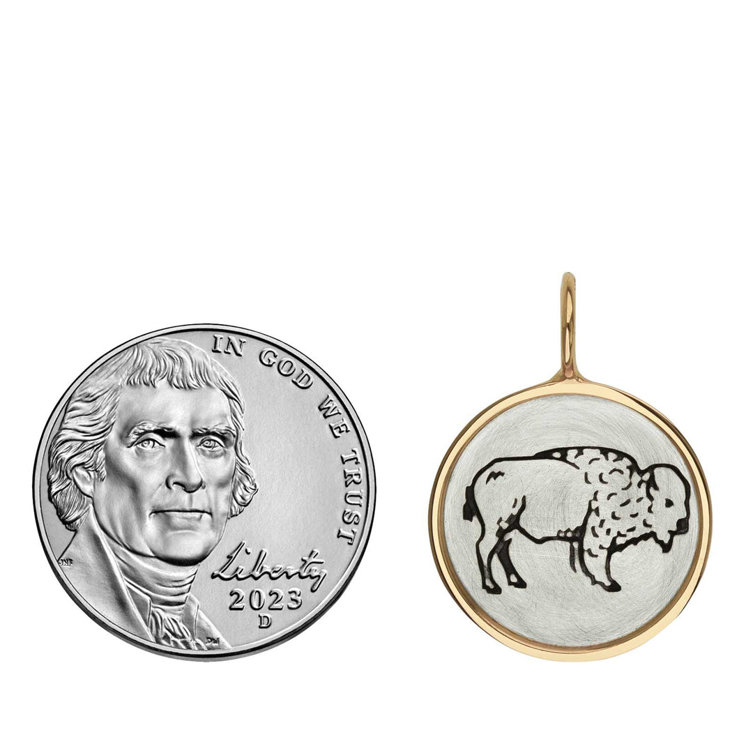 HEATHER B. MOORE Sterling Silver Bison Charm Framed in Gold